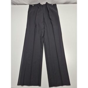 Dress Pants Mens 37x35 Black Wool Pleated Adjustable Waist Unhemmed Tuxedo